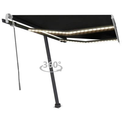 Copertina retractabila manual cu LED, antracit, 350x250 cm foto