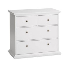 Comoda 4 sertare pal si mdf lacuit alb Paris 96x49x87 cm