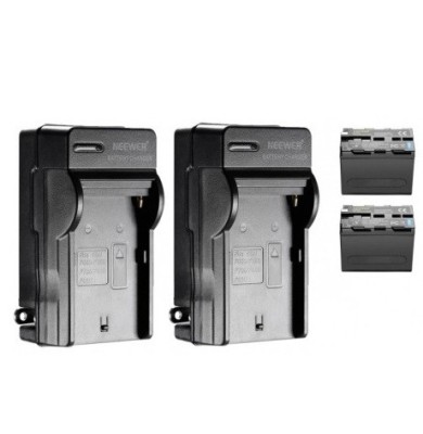 Set 2 Baterii Neewer 6600mAh pentru baterie Li-ion Sony NP-F970 + 2 incarcatoare Neewer foto