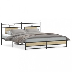 vidaXL Cadru pat fără saltea stejar sonoma, 160x200 cm, lemn prelucrat 4106965