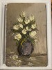 Pictura Vas cu flori, ulei pe placaj, pasta groasa 13x20 cm, Impresionism