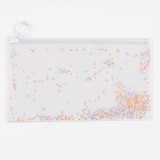 Portfard tip plic cu textura frosty si confetti, 21x11 cm, transparent, CMCLASS
