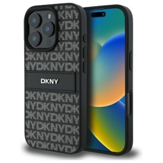 Husa piele iPhone 16 Pro Max DKNY Leather Hardcase Texture Pattern Tonal Stripe, negru, DKHCP16XPRTHSLK foto