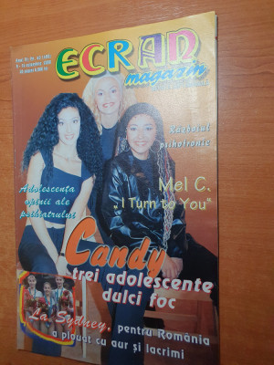 ecran magazin 9-15 octombrie 2000-trupa candy,monica anghel,andreea raducan foto