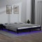 Gossi cadru de pat cu led, negru, 200x200 cm, lemn masiv