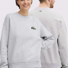 Lacoste hanorac de bumbac barbati, culoarea gri, cu imprimeu