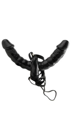 Strap-On Cu Vibratii Double Delight, Negru foto