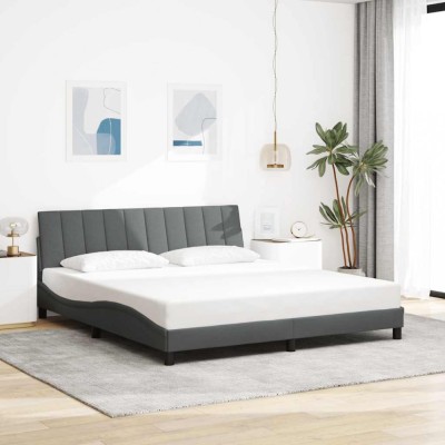 vidaXL Cadru de pat fără saltea, gri &amp;icirc;nchis, 180x200 cm, textil foto