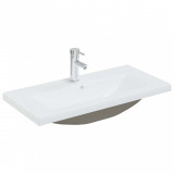 VidaXL Chiuvetă &icirc;ncorporată cu robinet, alb, 81x39x18 cm, ceramică