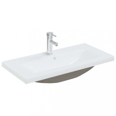 vidaXL Chiuveta incorporata cu robinet, alb, 81x39x18 cm, ceramica foto