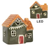 Casuta Craciun ceramica multicolora cu led 8x6x8 cm