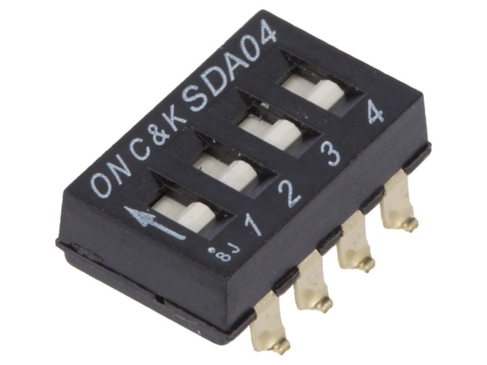 DIP-SWITCH 4 secțiuni ON-OFF, 24VDC