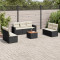 Set mobilier de gradina cu perne, 8 piese, negru, poliratan GartenMobel Dekor