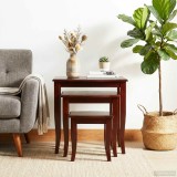 vidaXL Mese de birou nesting 3 pcs Maro Lemn masiv de mahon 42009928