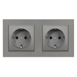 Nova priză cu &icirc;mpăm&acirc;ntare priză dublă 16A 250V cu cadru gri
