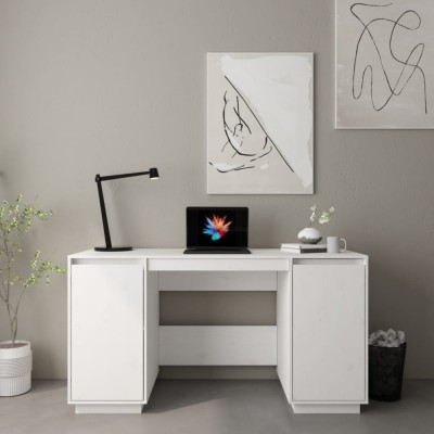 Gossi birou, alb, 140x50x75 cm, lemn masiv de pin foto