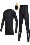 Set complet de lenjerie termică pentru băieți, tricou și chiloți din fleece, cu m&acirc;neci lungi, călduros, de compresie, sportiv