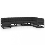 vidaXL Set mobilier de grădină cu perne, 8 piese, lemn masiv pin