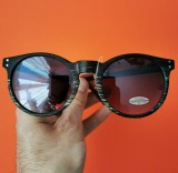 Ochelari Soare Dama Unisex Retro Rotunzi Degrade Protectie UV400 Negru/Verde Menta