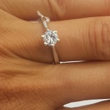 Inel de logodna/solitaire aur alb 18 k si diamant natural 0,39 claritate VVS, 18k