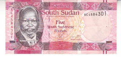 M1 - Bancnota foarte veche - Sudanul de Sud - 5 Pound foto