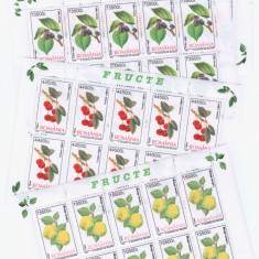 RO-207-Romania 2002-Lp 1596a Fructe-4 Minicoli cu 10 timbre nestampilate-MNH