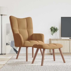 vidaXL Scaun de relaxare cu taburet, maro, catifea