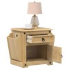 Noptiera Gossi Corona 45x35x47.5 cm, Lemn Masiv Pin, Stil Rustic, Sertar si Suport Revista, Maro Ceruit