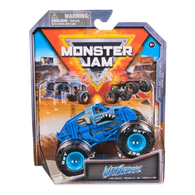 MONSTER JAM MASINUTA METALICA MEGALODON ALBASTRU SCARA 1 LA 64 SuperHeroes ToysZone foto