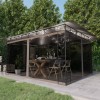 VidaXL Pavilion cu plasă anti-ț&acirc;nțari&amp;lumini LED,gri taupe, 4x3x2,73 m