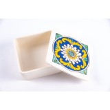 Cutie de depozitare din ceramică decorativă Floare Albă