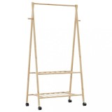 vidaXL Suport pentru haine cu rafturi și roți 96x45,5x155,5 cm bambus