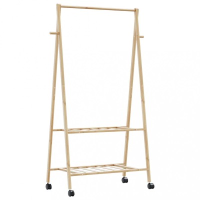 vidaXL Suport pentru haine cu rafturi și roți 96x45,5x155,5 cm bambus foto