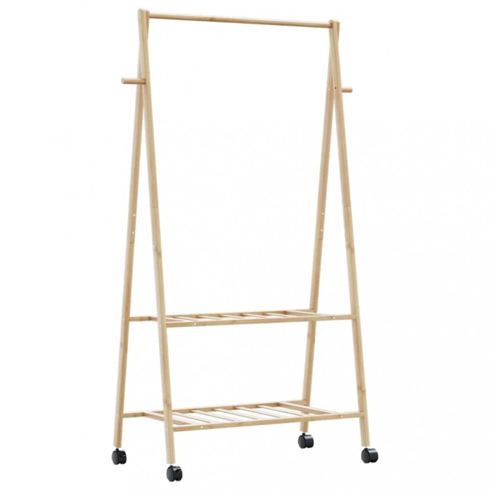 vidaXL Suport pentru haine cu rafturi și roți 96x45,5x155,5 cm bambus