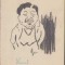 HST 157S Caricatura Pierre Laval anii 1930 Geo Dumitrescu semnata