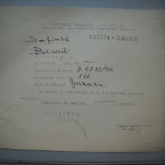 HOPCT DOCUMENT VECHI 320 MINISTERUL INDUSTRIEI COMERT EXTERIOR /BUCURESTI 1936