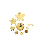 Ceas Decorativ Perete Oglinda Acrilica Flori 30cm Aur Orient Stil Modern Quartz Analogic