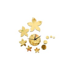 Ceas decorativ de perete, Flori, Oglinda acrilica, 30 cm, MC-039