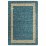Covor manual, albastru, 80 x 160 cm, iută