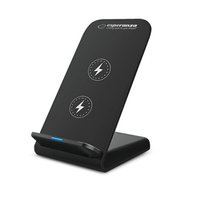 Suport smartphone cu incarcare wireless, Esperanza 95871, 15W, USB-C, indicator LED, negru foto