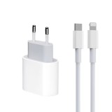 Incarcator pentru compatibila iPhone 14/13/12/11/iPad/AirPods,1M Type-C, cablu de date Lightning, Fast charge 20W, Alb, Oem