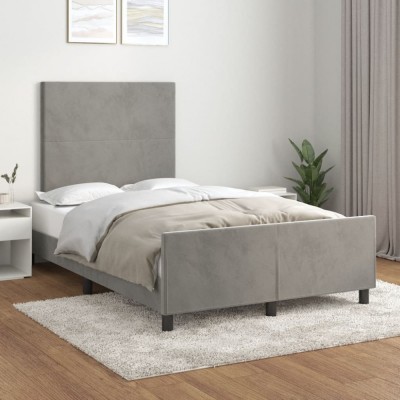 vidaXL Cadru de de pat fără saltea Gri deschis 120x190 cm catifea 3270566 foto