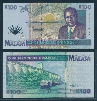 MALAWI █ bancnota █ 100 Kwacha █ 1995 █ P-34 █ UNC █ necirculata foto