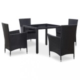 vidaXL Set de mobilier de exterior, 5 piese, negru, poliratan 45978
