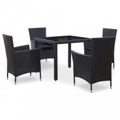 Set de mobilier de exterior, 5 piese, negru, poliratan GartenMobel Dekor