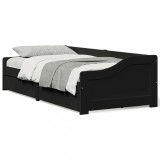 Gossi pat de zi cu 2 sertare fara saltea &bdquo;irun&rdquo; negru 90x200 cm