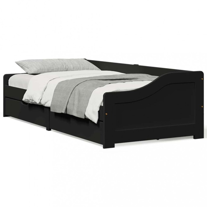 vidaXL Pat de zi cu 2 sertare fără saltea &bdquo;IRUN&rdquo; Negru 90x200 cm
