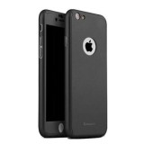 Husa pentru Apple iPhone 6 Plus / Apple iPhone 6S Plus Negru, acoperire completa 360 grade cu folie de