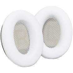 Set 2 bureti Edman pentru casti Bose QuietComfort 35, 35 II, QC35, QC35 II, Spuma cu memorie, Piele ecologica, Alb