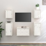 vidaXL Comode TV, alb, 5 buc., lemn masiv de pin